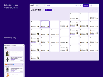 WishX.me – Calendar calenadr color ecommerce emotion feed notification product saas schedule