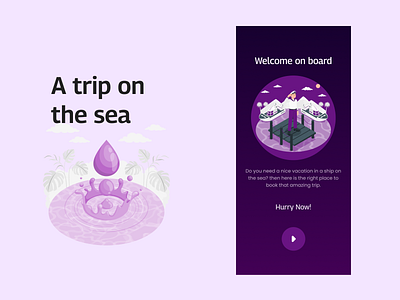 Trip app animation (Figma) app blue brown design figma illustration prototype purple travel trip ui ux