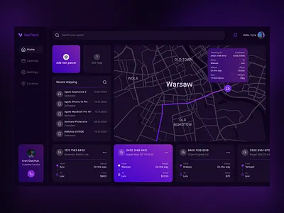 Delivery tracking dashboard concept admin interface analytics application cargo courier express mail logistic maps package parcel product design shipping supply transportation truck ui ux web design