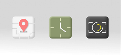 DAILY UI #006 | App Icons 3d app app icon application camera clock dailyui design graphic design home screen icon design illustration iphone app map phone simple ui ux