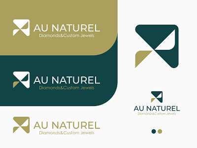 Jewels Logo Design a an concept design gold green jewels leaf lettermark logo n naturel
