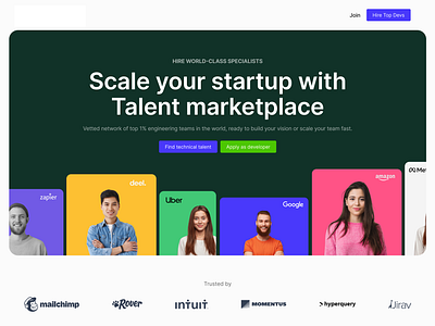 Hire fully managed world-class engineering teams clean cv design developer engineering interface job landing product design profile redesign search talent ui userprofile vetted web