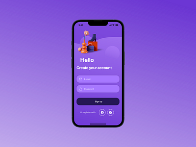 Sign Up – Daily UI 001 app dailyui dailyui001 figma mobile screen sign up ui ux violet