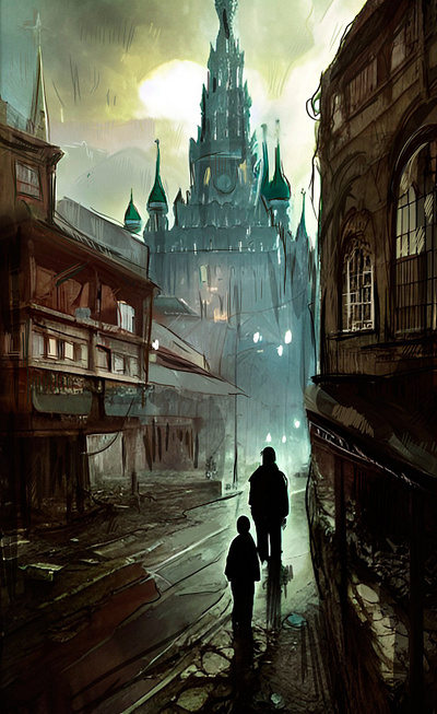 Old city art illustration photoshop