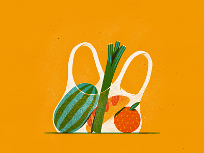 Daily Drawings - Bags bags drawing fruit groceries illustration procreate texture vegetables