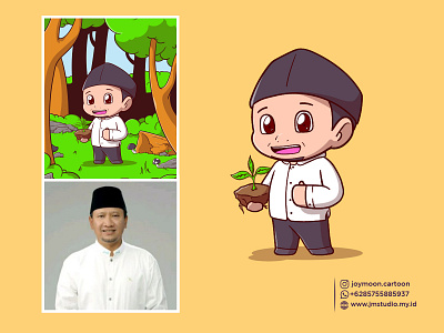 Muslim characters "GUS IRSYAD" branding bupati cartoon cute forest graphic design illustration nature pejabat tree vector