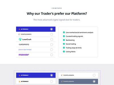 Competitor comparison crypto defi figma design traders ui ux web3