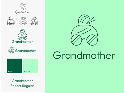 Grandmother | RWGP #11 bun design glasses grandma grandmother graphic design green icon illustrator logo minimalist simple