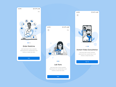 Medical-E-commerce App Onboarding Screens branding clean design design graphic design illustration medicine app minimal onboarding ui ux vector