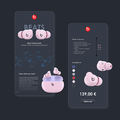 BEATS STUDIO BUDS beats blackmode bluetooth branding buds color design designer designs figma graphic design illustration logo ui