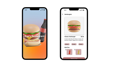 Rae's Restaurant app design mockup typography ui ux