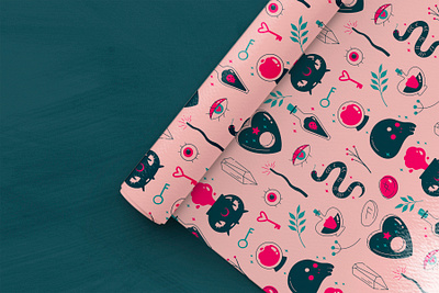 Love, Lola Gift Wrap brand brand identity branding cutesy design gift wrap identity illustration inspiration logo pattern pink witchy