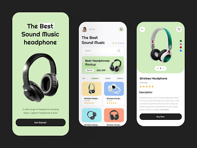 Head Phone Mobile App app landing page mobile app page ui ui ux ux visual design web design