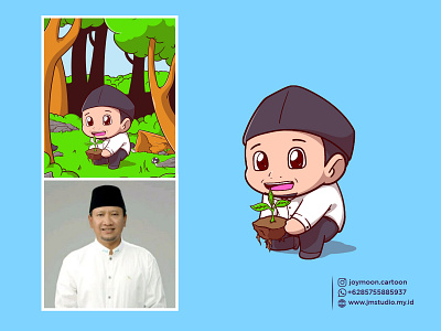 Muslim characters "GUS IRSYAD" Planting branding cartoon cute design forest graphic design illustration planting poster tree vector