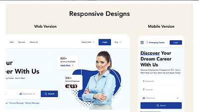 Responsive designs - Emerging Career branding career dailyui design figma graphic design illustration job job finder logo responsive design ui ux vector