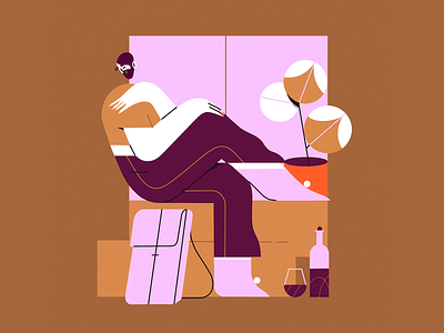 7 PM afterwork character design flatdesign flatillustration home illustration man rest takeamoment worklifebalance