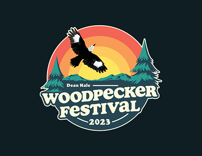 Woodpecker Festival Logo audubon badge bird festival flying logo mountains oregon pnw woodpecker