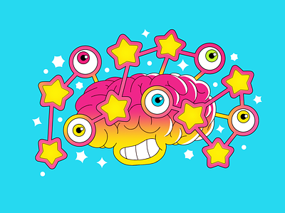 Brain head character design design illustration