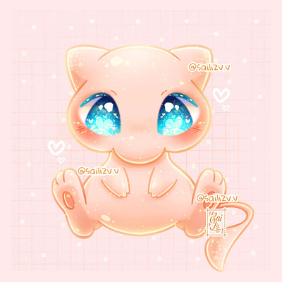 Pokemon Mew by sailizv.v adorable adorable lovely artwork concept creative cute art design digitalart illustration