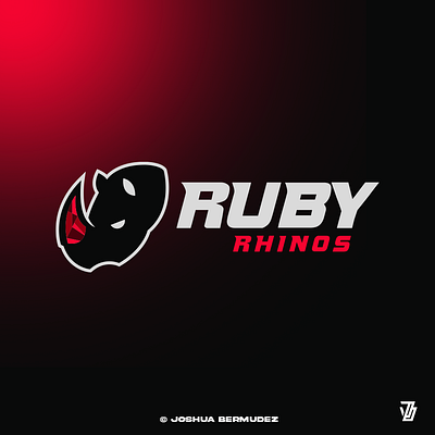 Ruby Rhinos logo animal branding character esports graphic design illustration logo mascot rhino vector