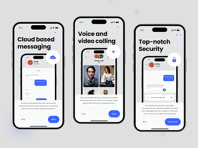 Chatinc - Message App UI KIT ( Onboarding ) app app design call chat chat app chatting group message message app messanger mobile mobile app mobile design onboarding onboarding screen room chat social media video call