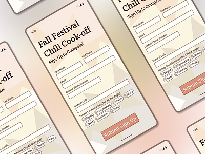 Cooking Contest Sign-Up UI design graphic design ui ux