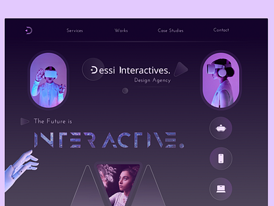 Dessi Interactives. A Design Agency agency branding dark design glassmorphism hero hologram modern technology ui website