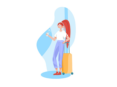 Traveling girl character flat illustration people vector