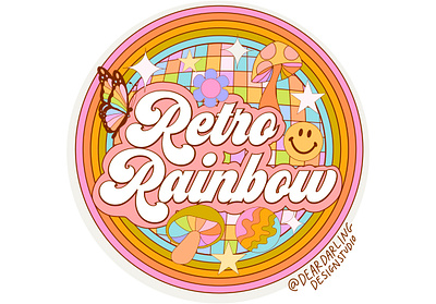 Retro Rainbow Logo Design 70s branding design digital art digital illustration illustration logo trippy vintage design