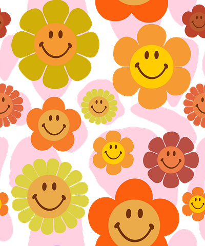 Smiley Lava Seamless Pattern 70s design digital art digital illustration illustration pattern seamless pattern trippy vintage design