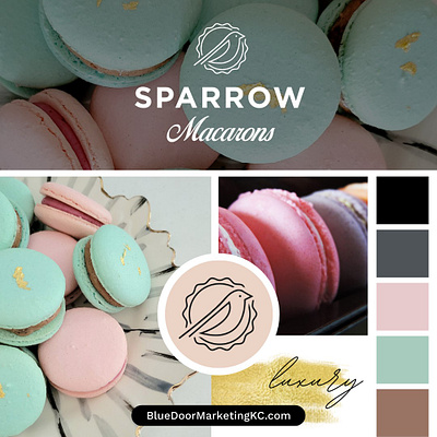 Sparrow Macarons logo graphic design logo macarons