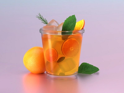 Fresh Drink 3d 3d art animation art blender branding cartoon cycles design glass graphic design icon illustration juice logo motion graphics orange ui vector