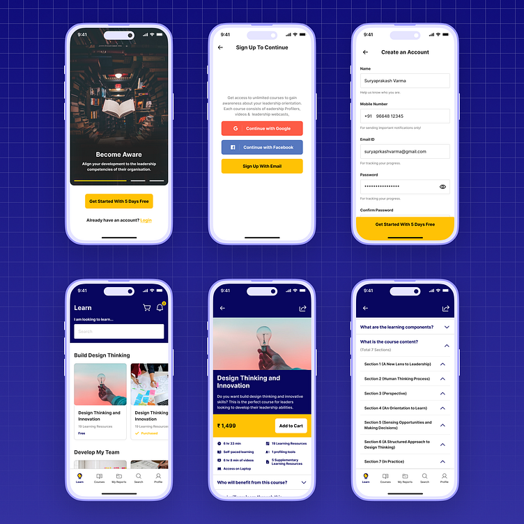Leadership Centre App UI Design Concept by Harsh Singh on Dribbble