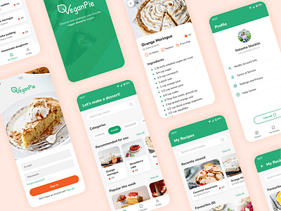 VeganPie | Vegan desserts recipes app app design ui