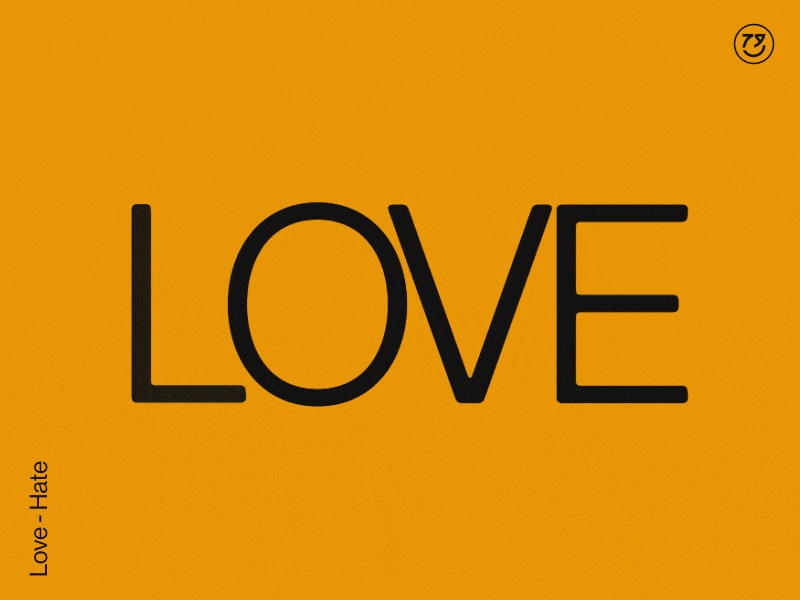 Love - Hate animation design kinetic type kinetic typography loop motiongraphics typography