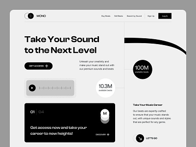 MONO - Beats Platform bold clean design interface sound ui uitrends ux web web design website
