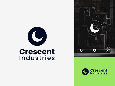 Crescent Industries - Logo branding company concept crescent design graphic design icon iconography industry logo logo design mechanical minimal moon vector