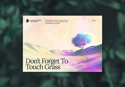 Day 75 - Touch some grass, Hero Section ai art hero section landing page midjourney nature sustainability touch grass web design