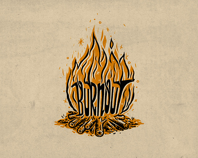 Burnout! burnout campfire design process fire lettering procreate texture vintage