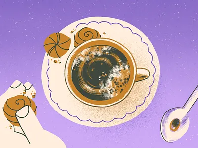 A cup of coffee brushes coffee cookies digital digital art illustration kitchen morning texture