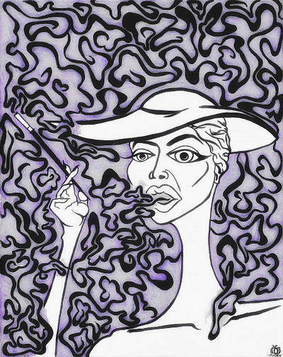 Smoking Lady acrylic acrylic paint fancy painting purple smoking swirl trippy woman