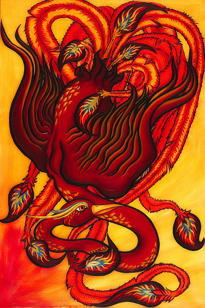 Phoenix [hoenix acrylic acrylic painting bird bright fantasy fire myth mythical paint red yellow