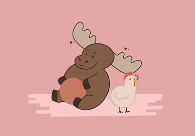 Moose and Chicken (Best Friends) animals chicken design flat friends illustration moose vector