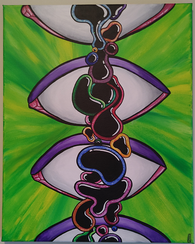 Lava Lamp Eyes acrylic acrylic painting bright design eye eyes green lava lamp painting rainbow