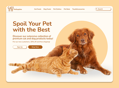 Daily UI Challenge Day 3! Landing Page Pet Supplies Web Page daily uı challenge dailyuıchallenge day1 figma project home page landing page pet supplies uı design pet supplies web design pet supplies web page responsive design user experience user interface design ux uı design uı challenge day 1 uı design uı designer visual design web landing page web site for pets web site home page