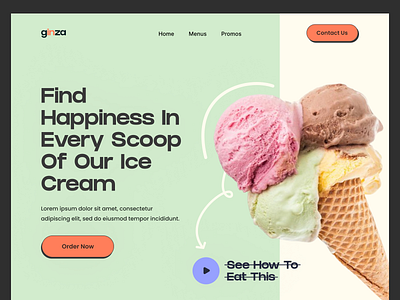 Ice Cream Company Landing Page appideas design development following iosdeveloper mobileapp mvdevelopment new and noteworthy popular raisefunds startup uidesign uxdesign webappdevelopment