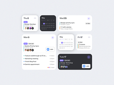 Calendar Widgets calendar cards events ios meetings month view schedule timeline ui widgets