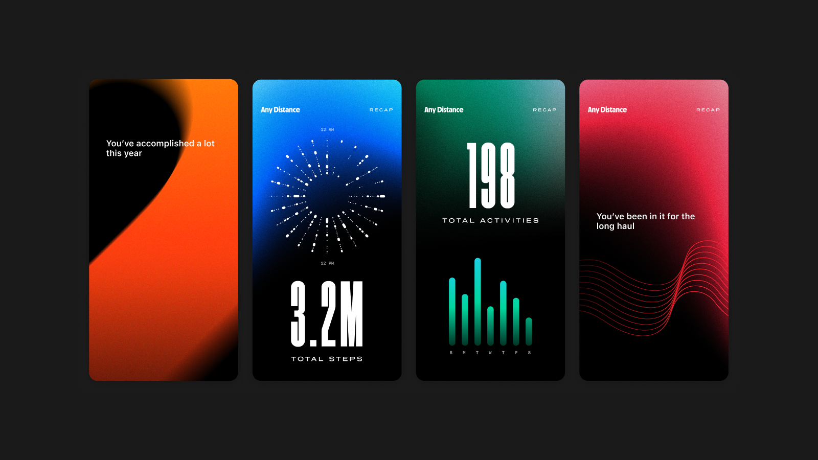 Any Distance Recap Screens data end of year product design recap ui visuals