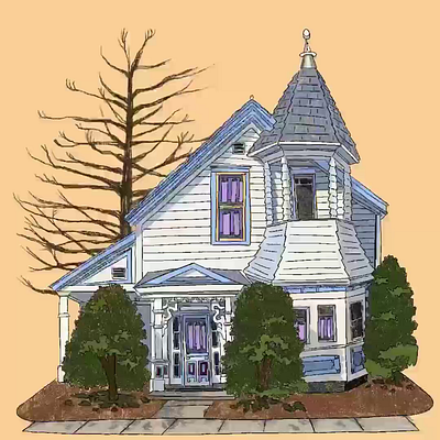 House Illustration design drawing illustration procreate