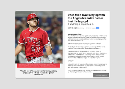 Daily UI Day 35 app article articles baseball blog blog post challenge daily ui dailyui design illustration news opinion post sport sports sports article ui ux